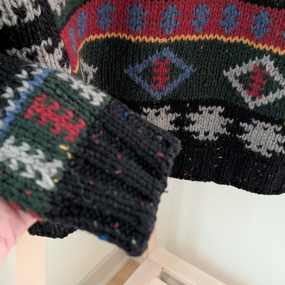 Vintage Woolrich Chunky Abstract Geometric Speckled Crewneck Sweater In Black - Picture 4 of 5